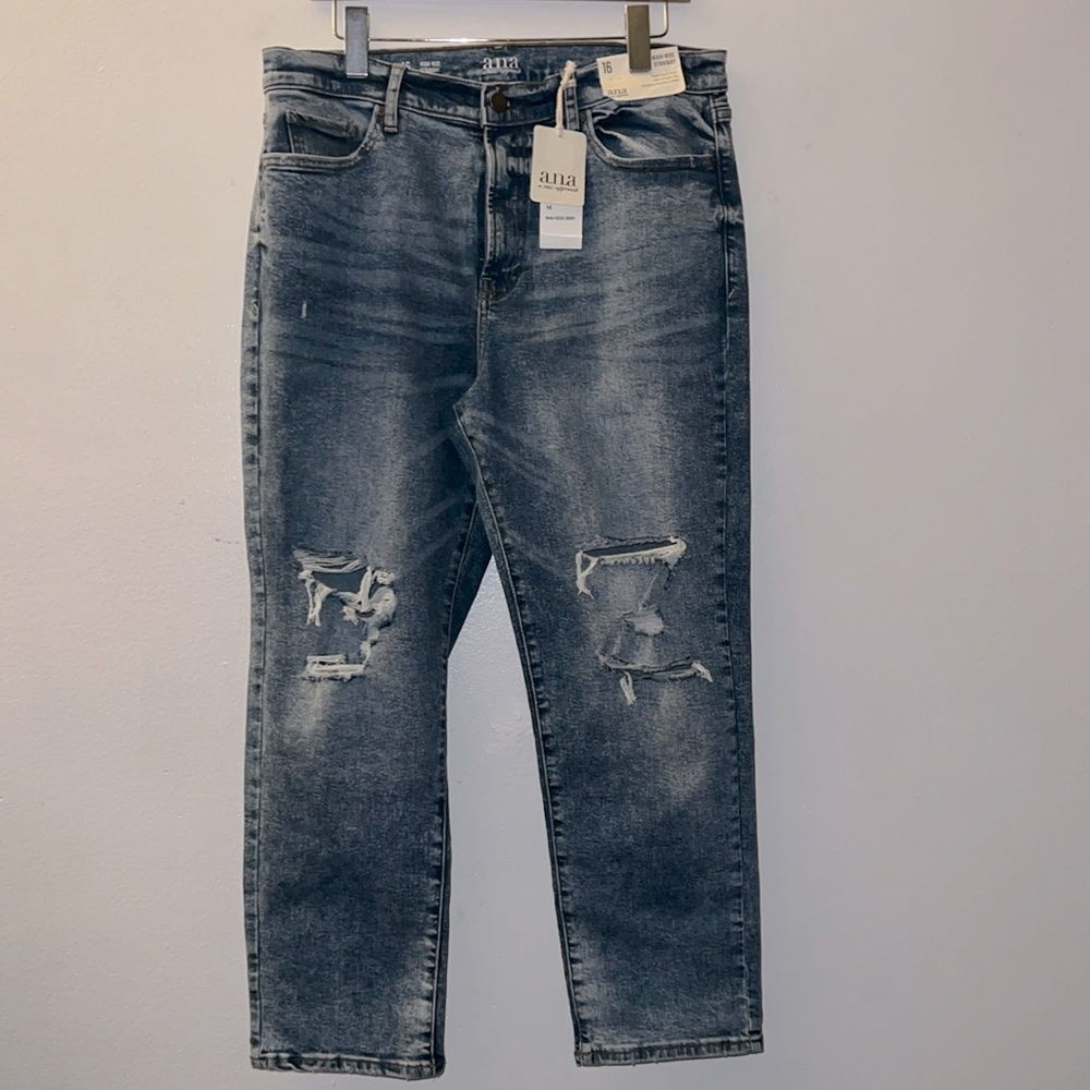 NWT Ana distressed jeans size 16. Color: cosmic blue.
